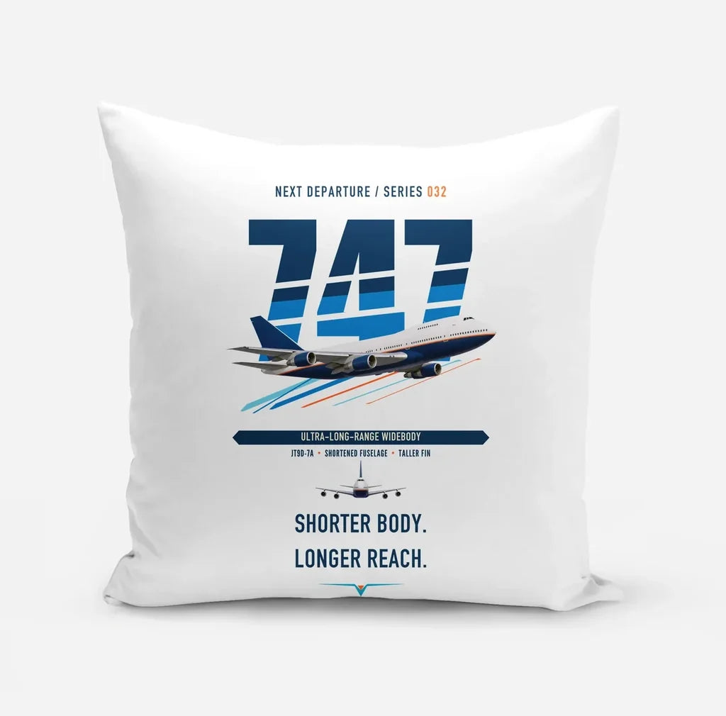Boeing 747SP design on white pillow