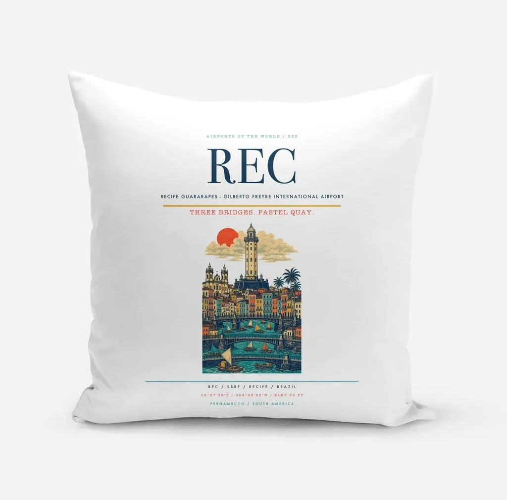 Recife Guararapes (REC) design on white pillow