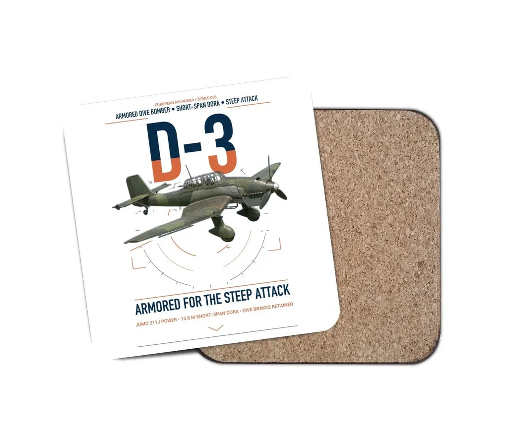 Junkers Ju 87D-3 design on white 1 piece coaster