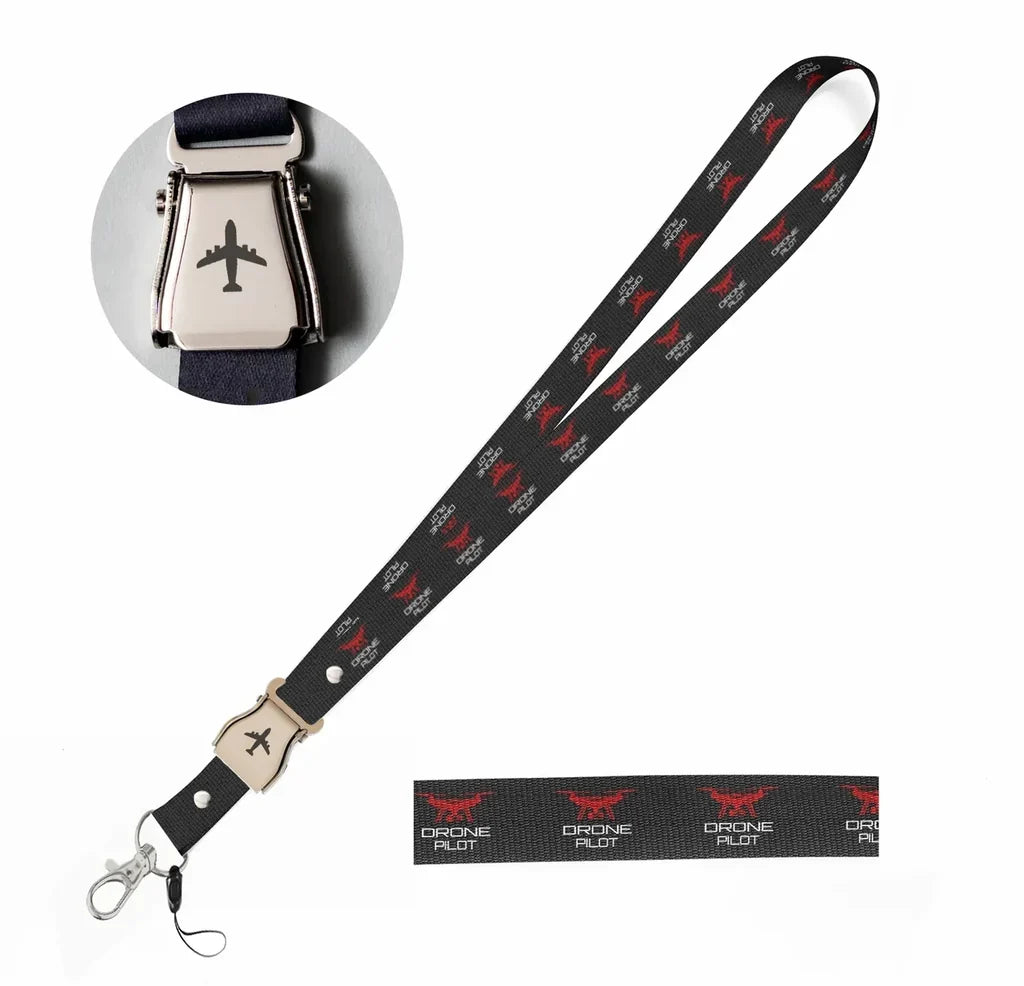 Drone Pilot seat belt lanyard - black