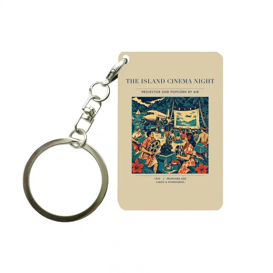 VINTAGE G4442 - The Island Cinema Night - Designed Key Chain design on beige