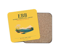 Thumbnail for Entebbe International Airport (EBB) design on yellow 1 piece coaster