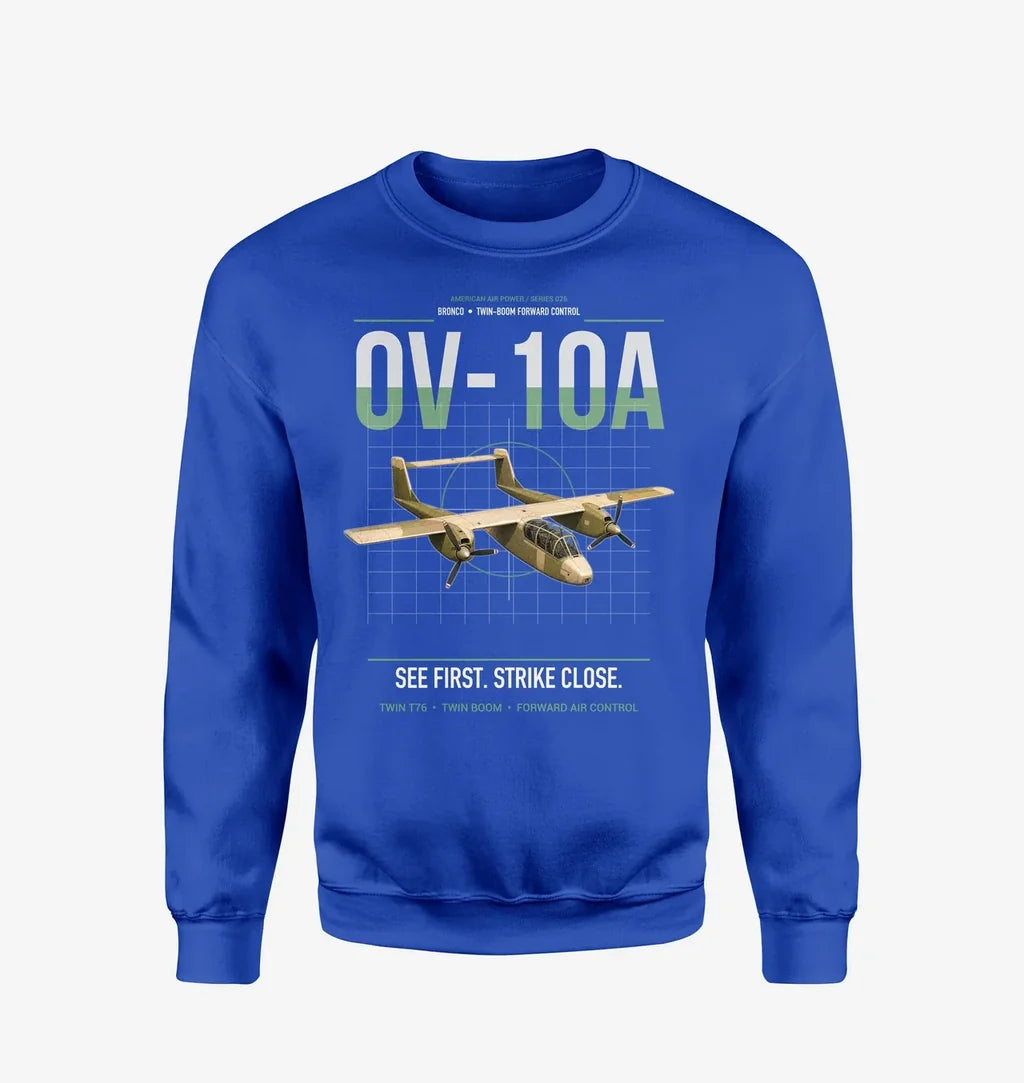 OV-10A Bronco design on blue sweatshirt