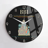 Thumbnail for Biju Patnaik International Airport (BBI) design on black no frame wall clock
