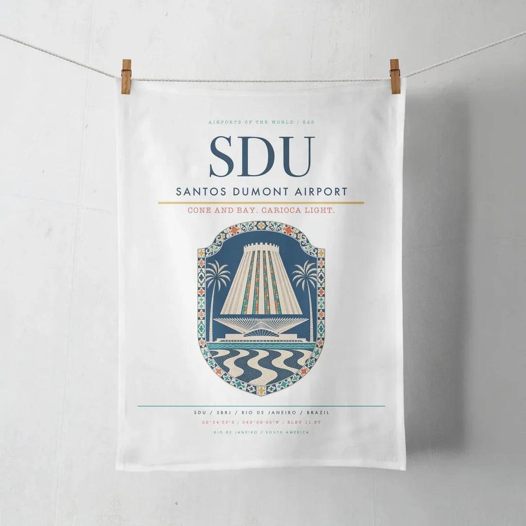 Santos Dumont Airport (SDU) design on white towel