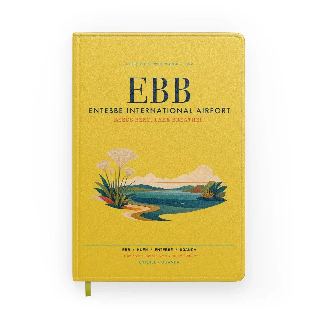 Entebbe International Airport (EBB) design on yellow notebook