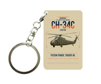 Thumbnail for Sikorsky CH-34C Choctaw design on beige designed key chain, double-side print