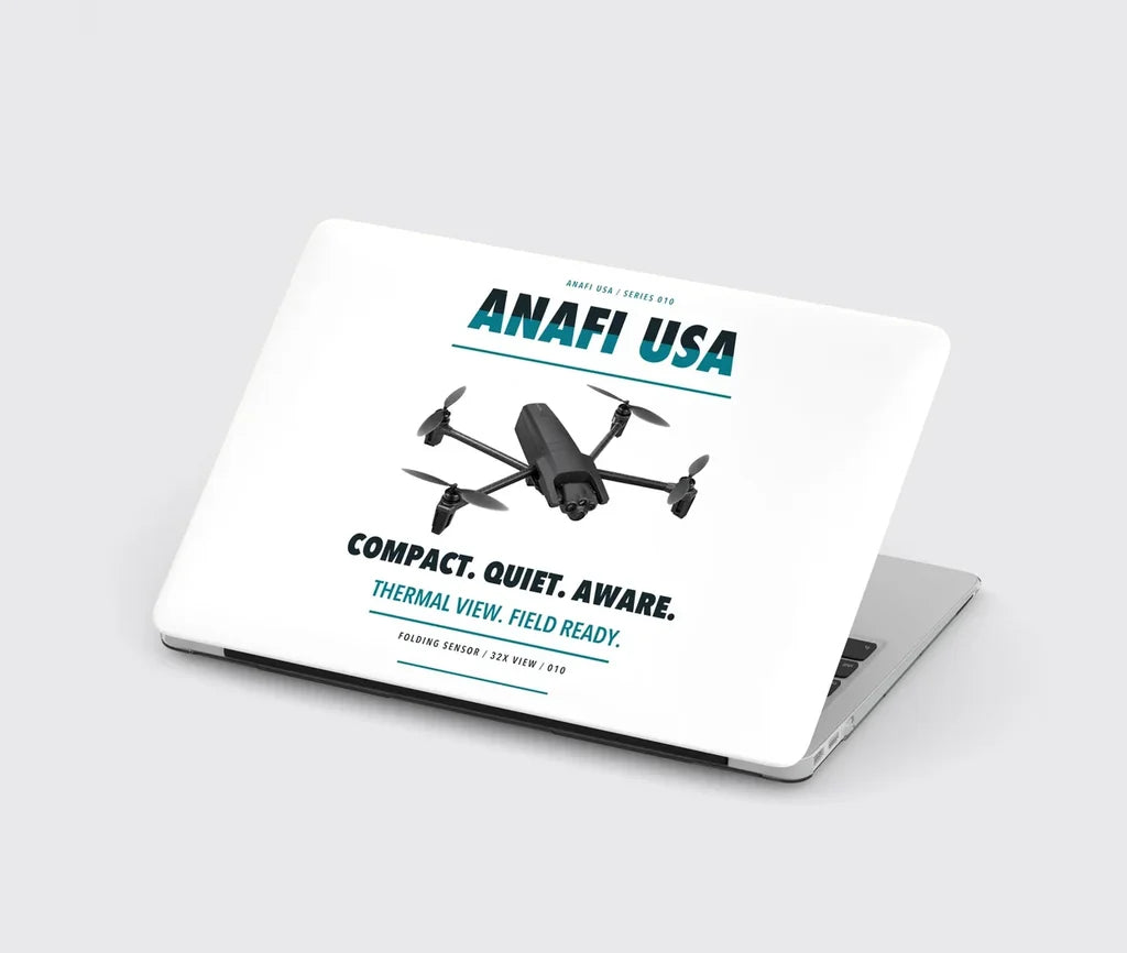 Parrot ANAFI USA design on white MacBook case