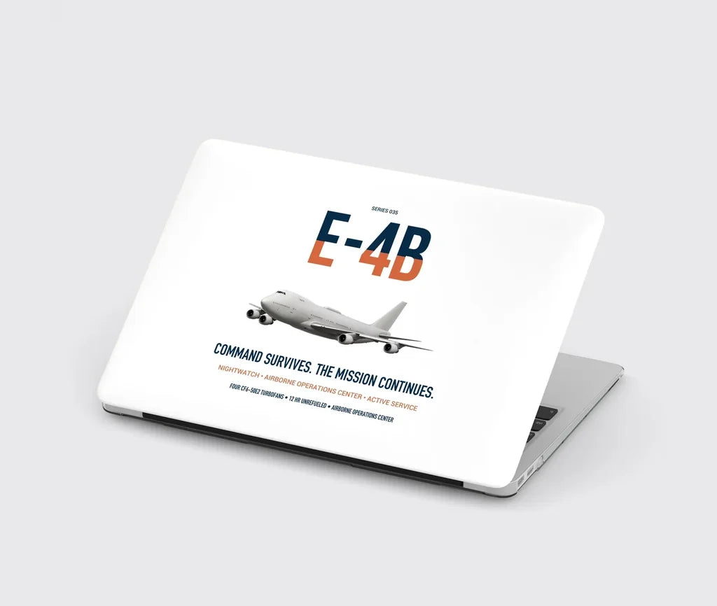 E-4B Nightwatch design on white MacBook case