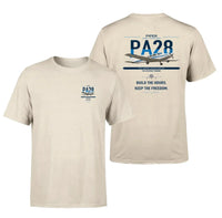 Thumbnail for Piper PA-28 Cherokee design on beige t-shirt, double-side print
