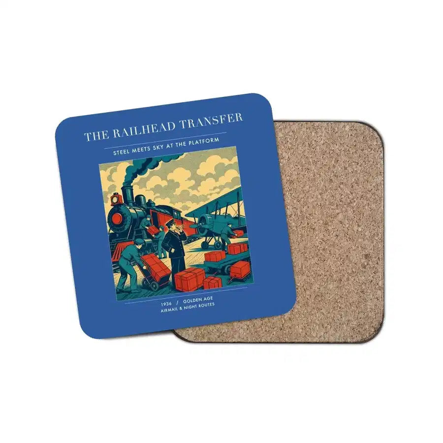 The Railhead Transfer - Designed Coasters design on blue 1-piece