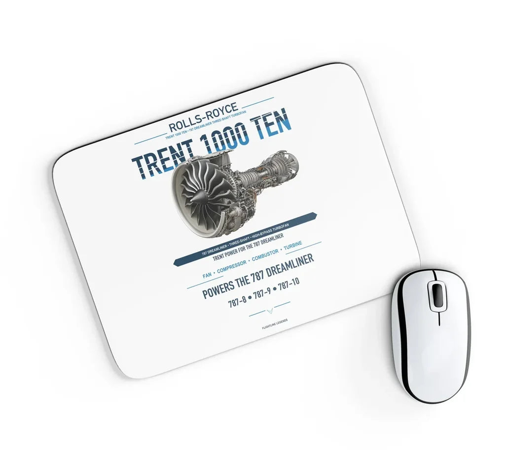TRENT 1000 TEN design on white rectangle mouse pad