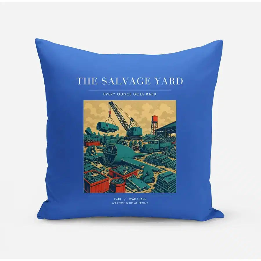 VINTAGE G4509 - The Salvage Yard - Designed Pillows design on blue