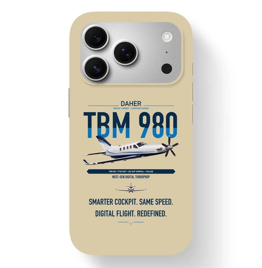 Daher TBM 980 design on beige magsafe iphone case, for iPhone 17 Pro