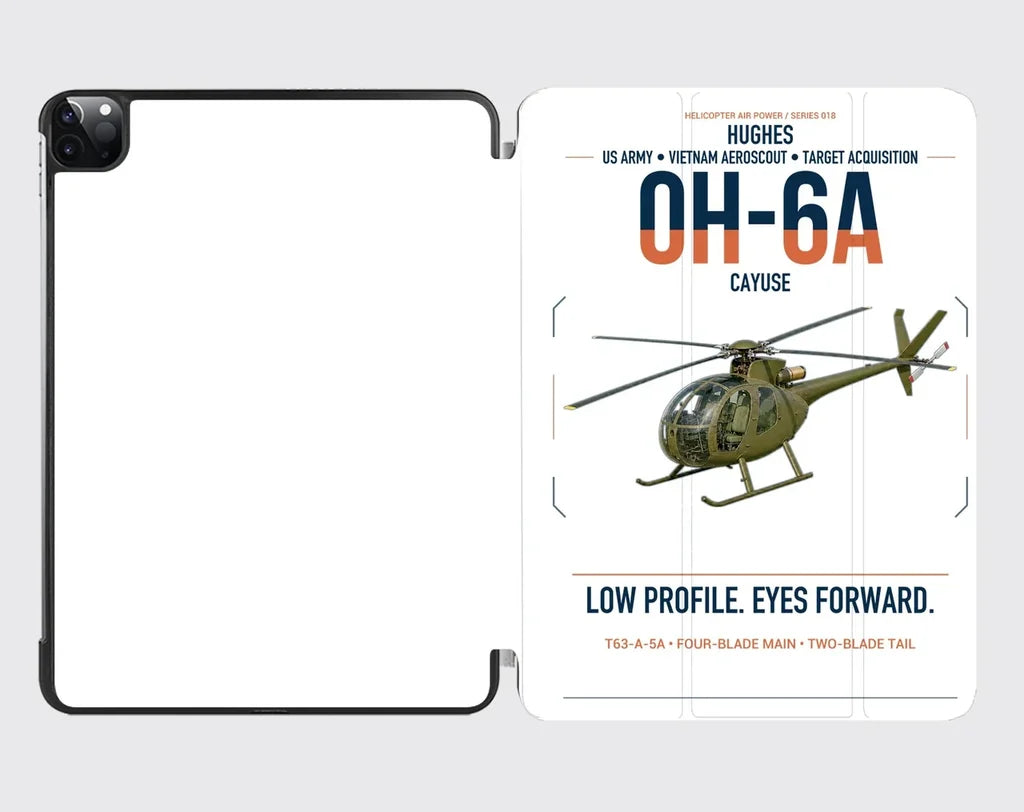 Hughes OH-6A Cayuse design on white ipad tablet case