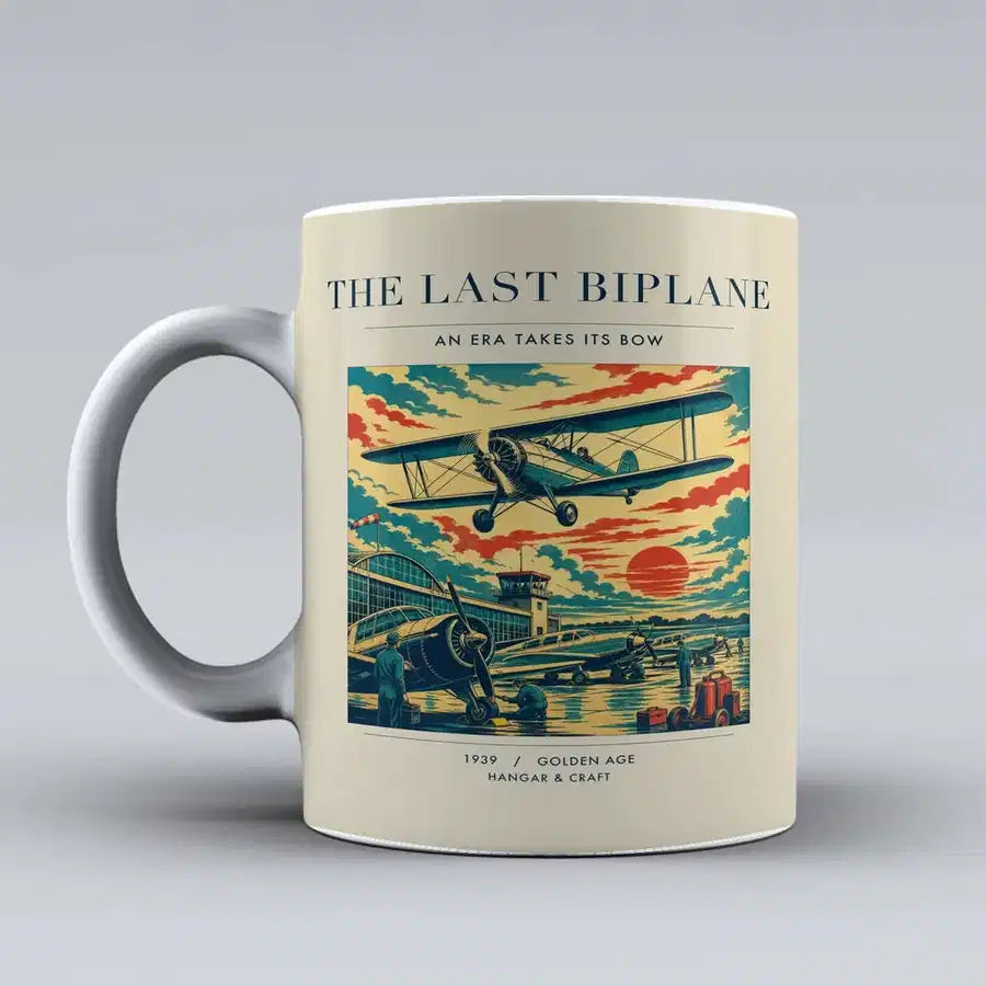VINTAGE G4054 - The Last Biplane - Ceramic Mug design on beige