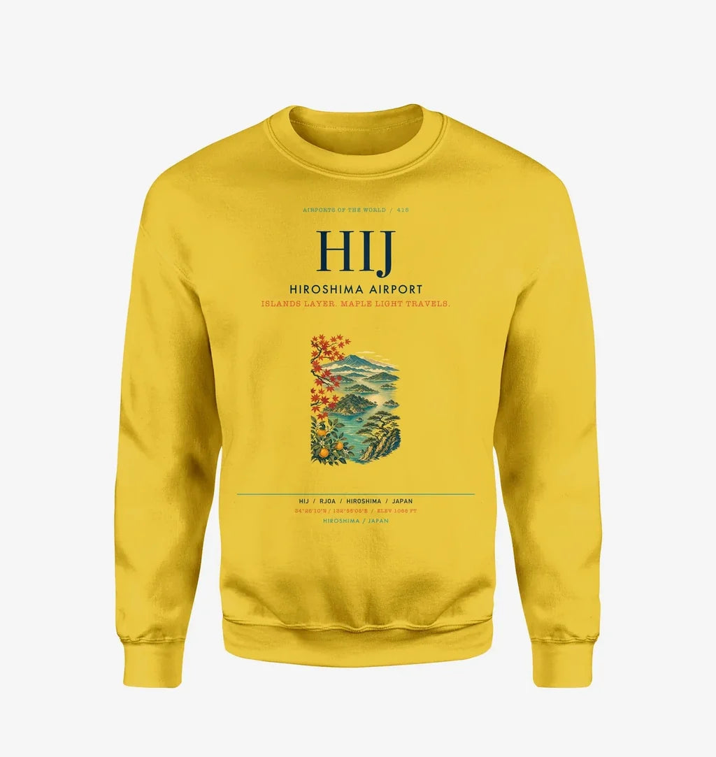 Hiroshima Airport (HIJ) design on yellow sweatshirt