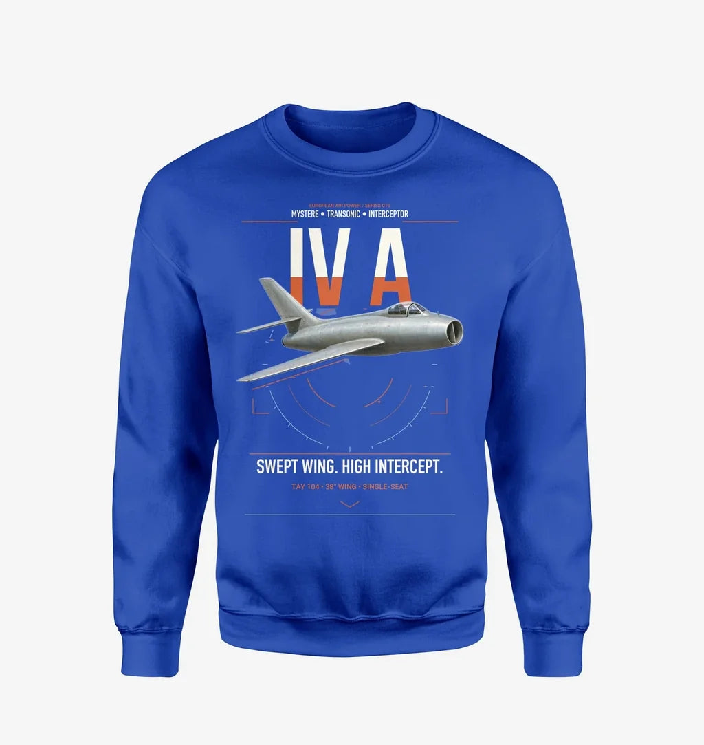 Dassault Mystère IV A design on blue sweatshirt