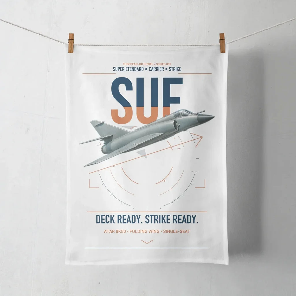 Dassault Super Étendard design on white towel