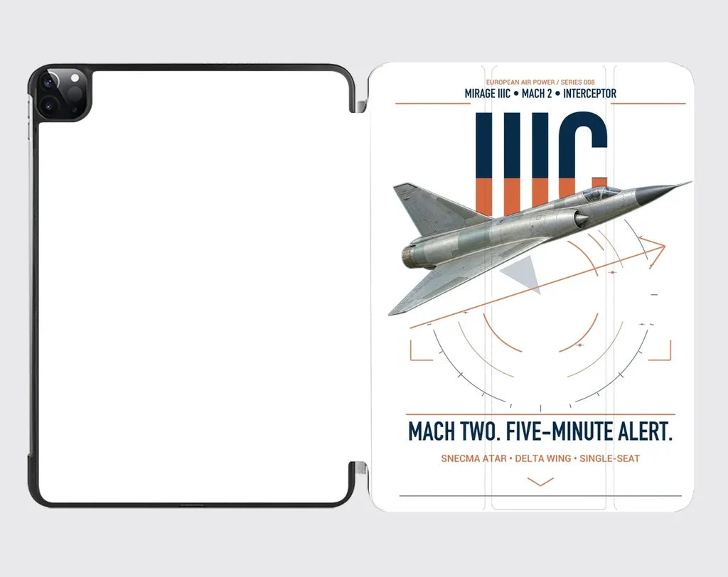 Dassault Mirage IIIC design on white ipad tablet case