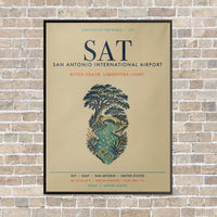 Thumbnail for San Antonio International Airport SAT vertical canvas print - framed - beige background