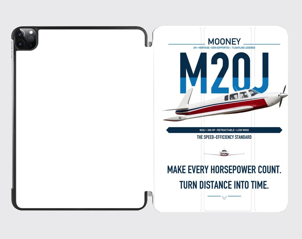 Mooney M20J 201 design on white ipad tablet case