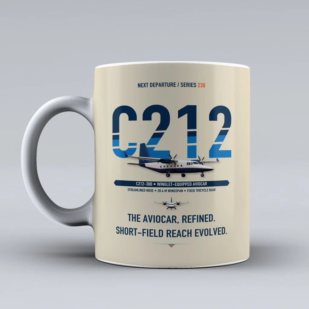 C-212-300 Aviocar Mug design on beige casa