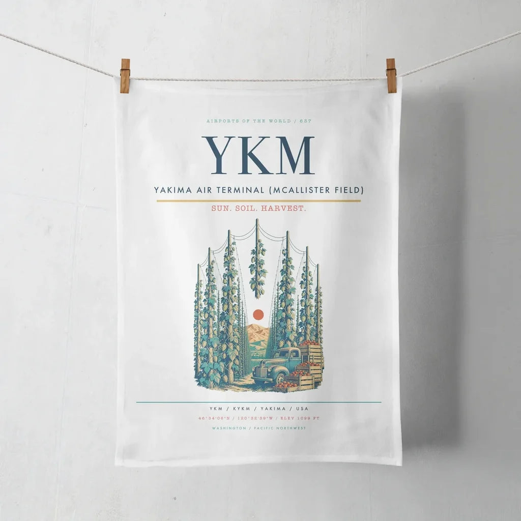 Yakima Air Terminal (McAllister Field) (YKM) design on white towel