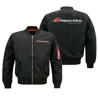 Thumbnail for Philippine Airlines aviation design embroidered on black bomber jacket