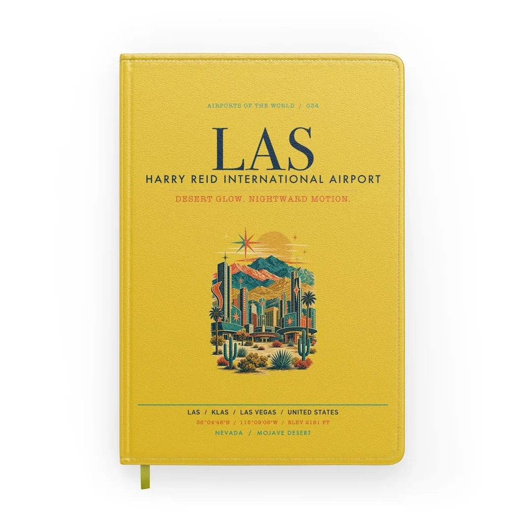 Las Vegas Harry Reid International Airport (LAS) design on yellow notebook