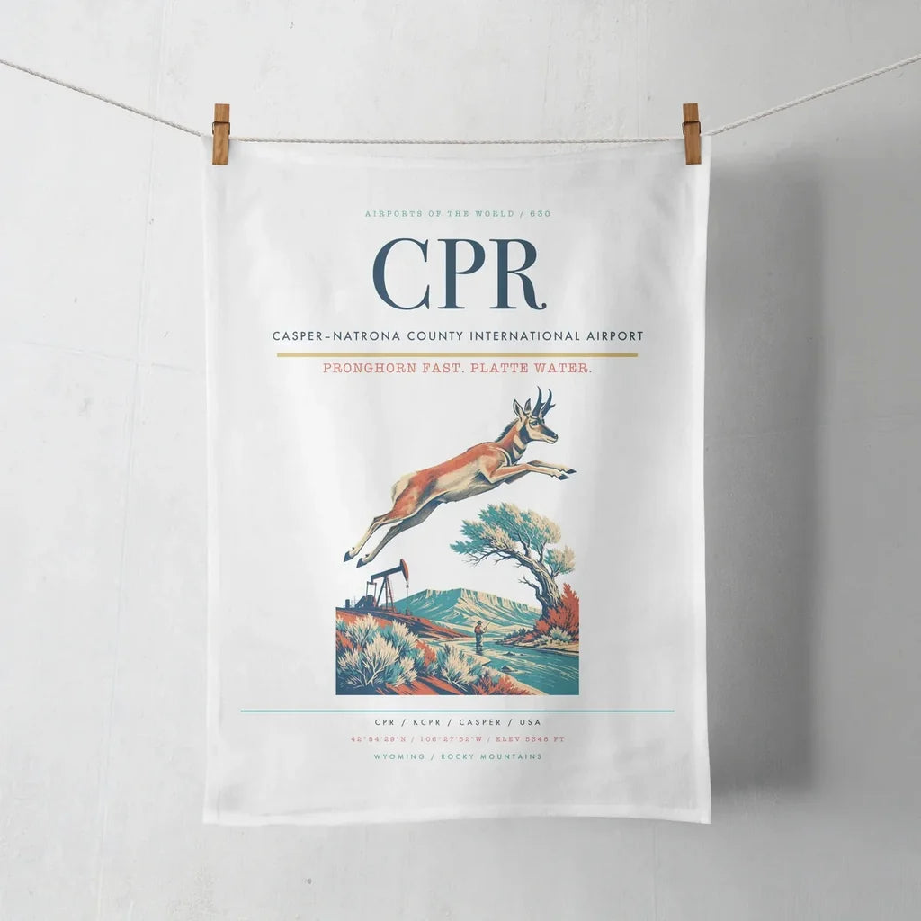 Casper–Natrona County International Airport (CPR) design on white towel