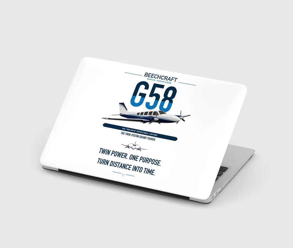 Beechcraft Baron G58 design on white MacBook case