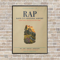 Thumbnail for Rapid City Regional Airport RAP vertical canvas print - framed - beige background