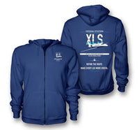 Thumbnail for Cessna Citation XLS design on blue premium zipped hoodie, double-side print