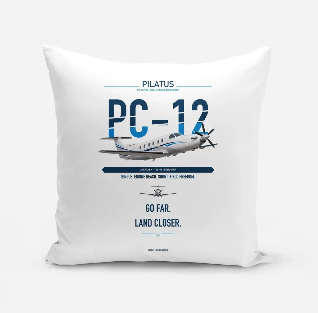 Pilatus PC-12 PRO design on white pillow