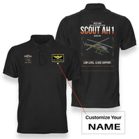 Thumbnail for Westland Scout AH1 design on black+name double-side polo t-shirt, double-side print