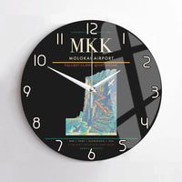 Thumbnail for Molokai Airport (MKK) design on black no frame wall clock