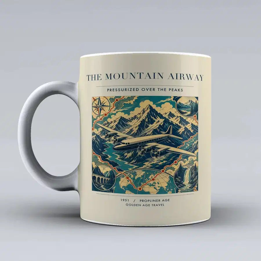 VINTAGE G4083 - The Mountain Airway - Ceramic Mug design on beige