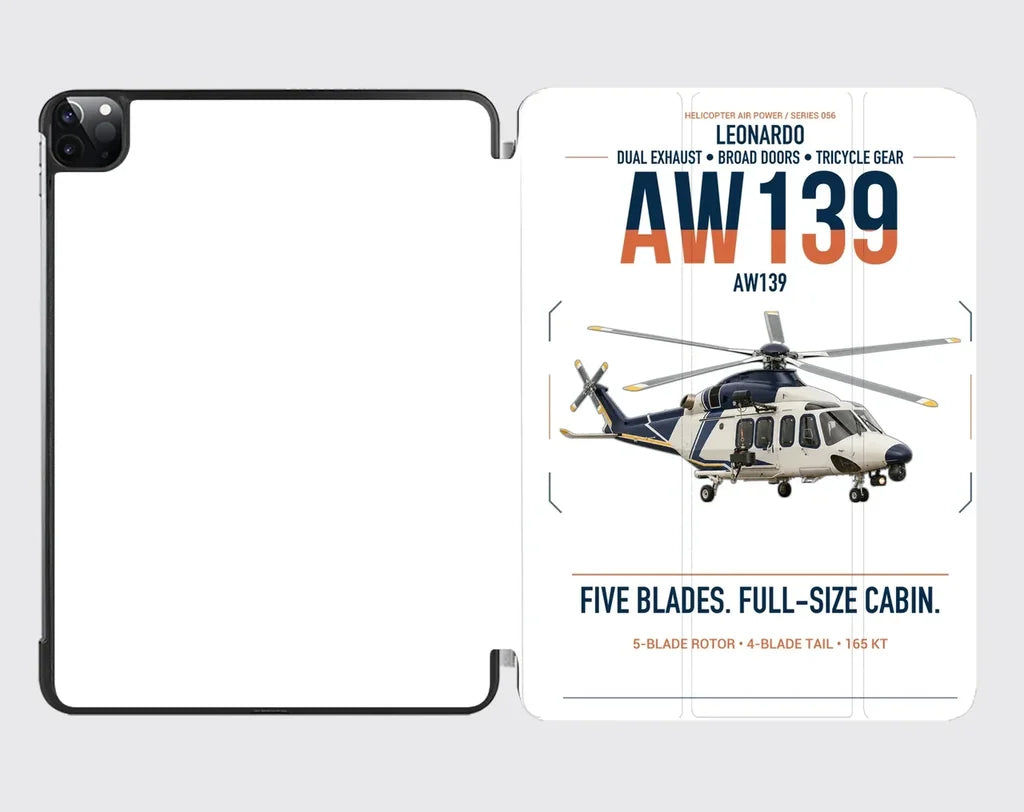 Leonardo AW139 design on white ipad tablet case