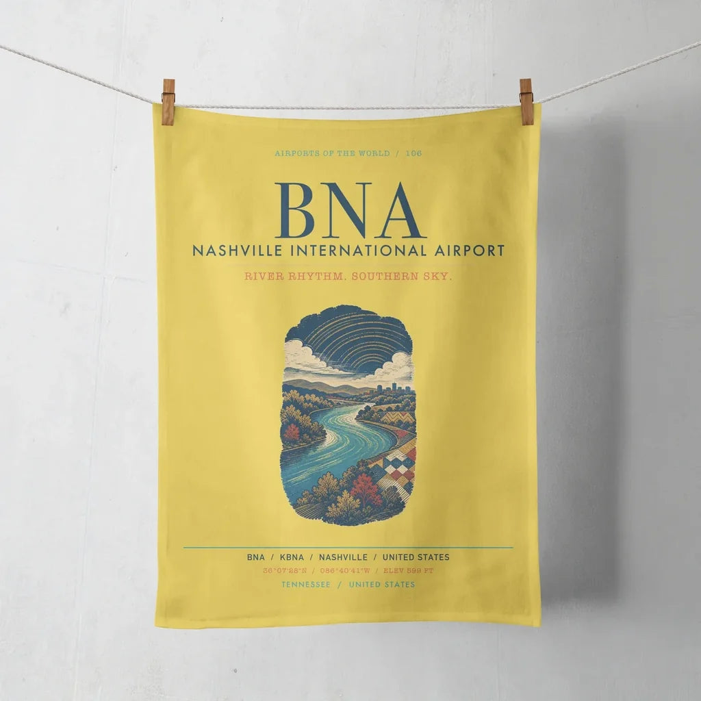 Nashville International Airport (BNA) design on yellow towel