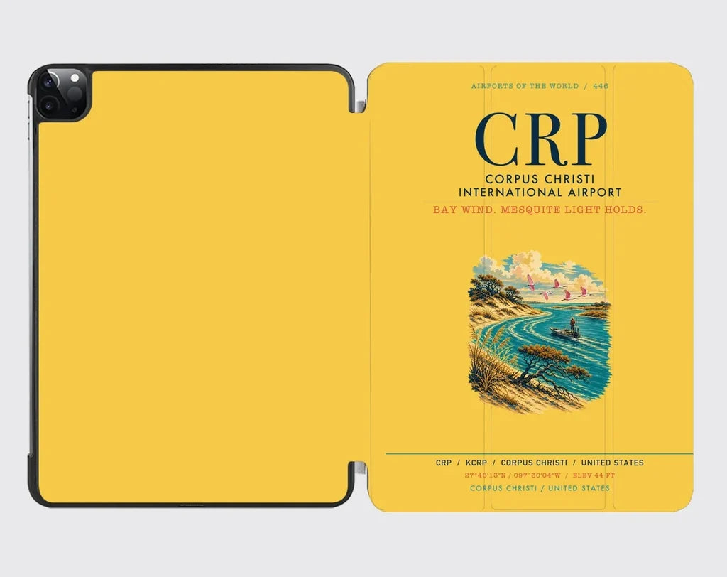 Corpus Christi International Airport (CRP) design on yellow ipad tablet case