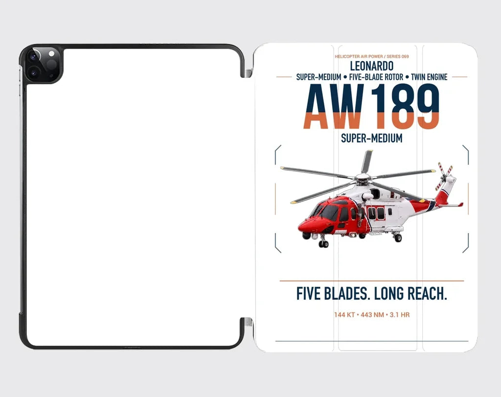 Leonardo AW189 design on white ipad tablet case