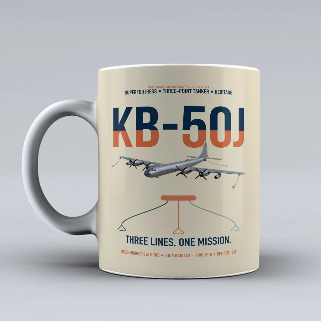 KB-50J Superfortress design on beige ceramic mug, double-side print