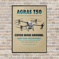 Thumbnail for DJI Agras T50 vertical canvas print - framed - beige background