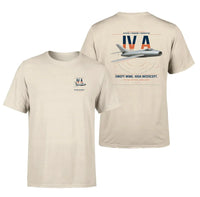 Thumbnail for Dassault Mystère IV A design on beige t-shirt, double-side print
