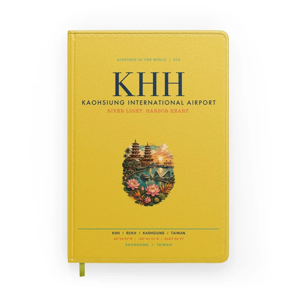 Kaohsiung International Airport (KHH) design on yellow notebook