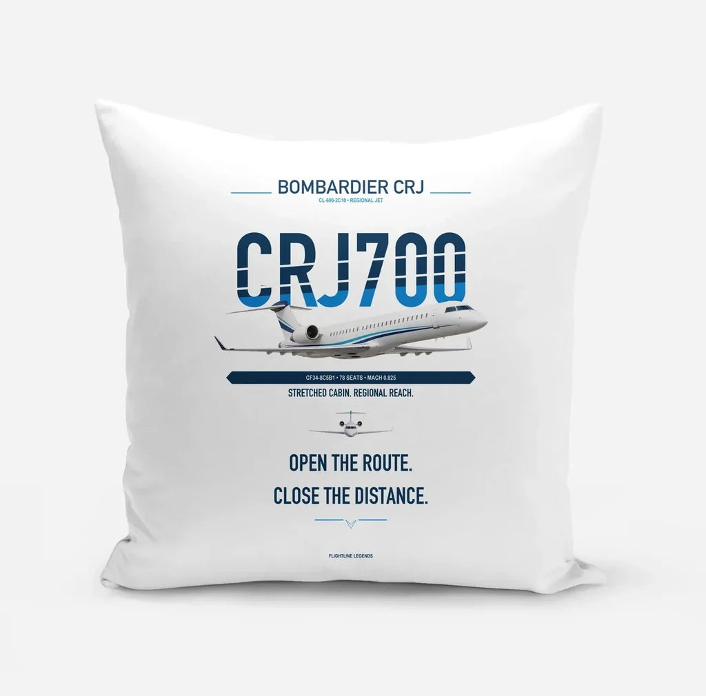 Bombardier CRJ700 design on white pillow