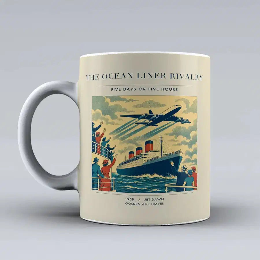 VINTAGE G4307 - The Ocean Liner Rivalry - Ceramic Mug design on beige