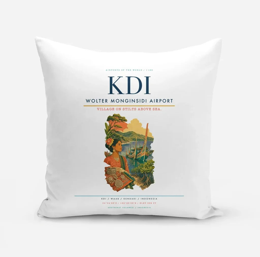 Wolter Monginsidi Airport (KDI) design on white pillow