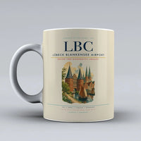 Thumbnail for Lübeck Blankensee Airport (LBC) airport code design on beige ceramic mug